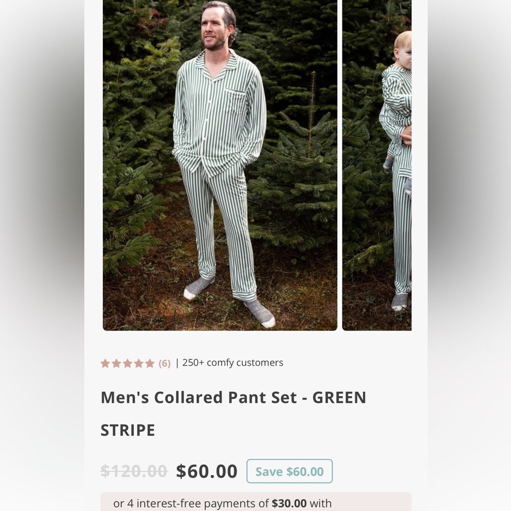 Red striped men’s pajamas set Bambie and birdie